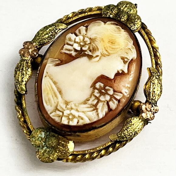 Victorian 19th Century Cameo Carved Shell Brooch & Pendant - Picture 5 of 9